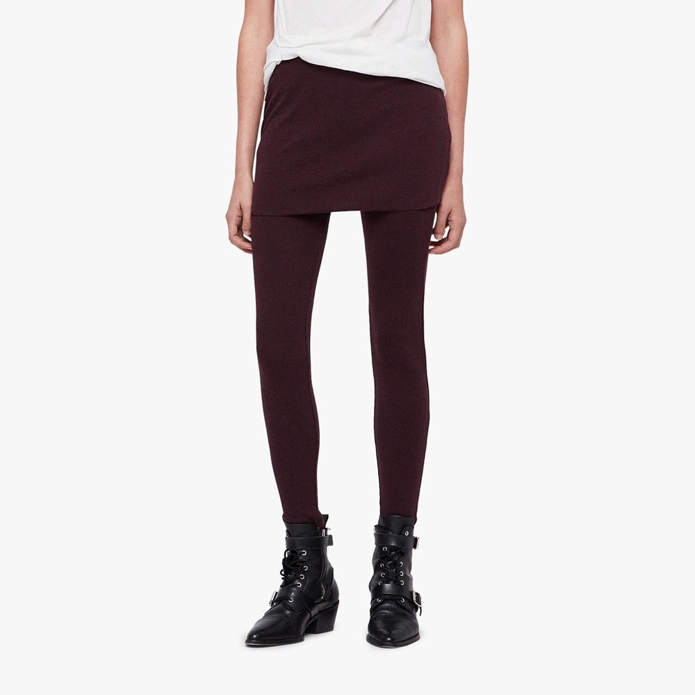 All Saints Raffi Rib Leggings, burgundy red